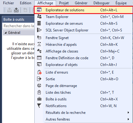 Visual Studio:l’explorateur de solutions