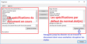 Copier un style dans le document à partir d’un modèle