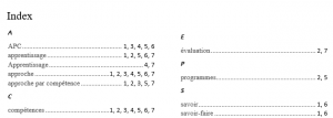 Création d’un index sous word