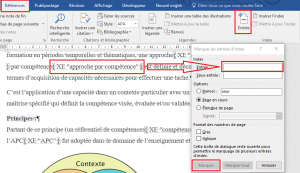 Création d’un index sous word