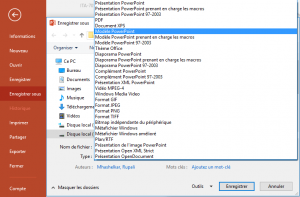 Enregistrer la présentation en tant que modèle PowerPoint