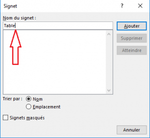 ajouter un signet word 1