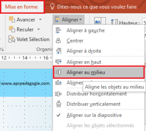 aligner au milieu image powerpoint