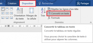 convertir tableau en texte word