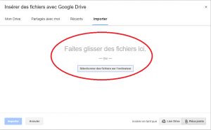 insérer fichiers google Drive