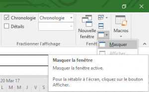 ms project masquer la fenetre active