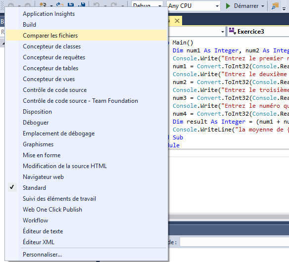 Visual Studio: Les barres d'outils