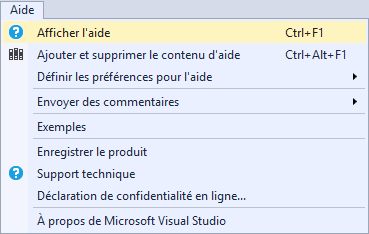 Visual Studio: L’aide dynamique