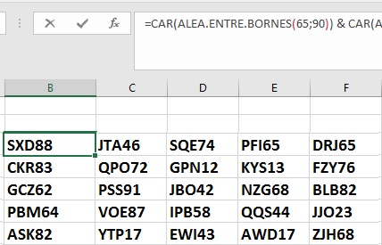 Générer des lettres aléatoires sur Microsoft Excel