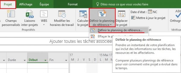 Ms Project : Enregistrer une planification de référence - apcpedagogie