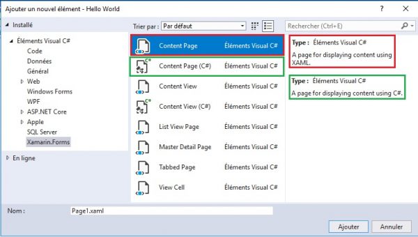 Xamarin.Forms ContentPage - apcpedagogie