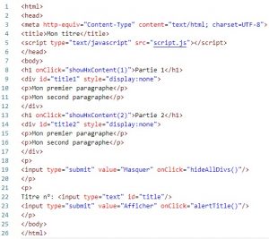 Exercice javascript et HTML : Série 01