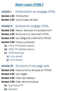 exercices HTML5