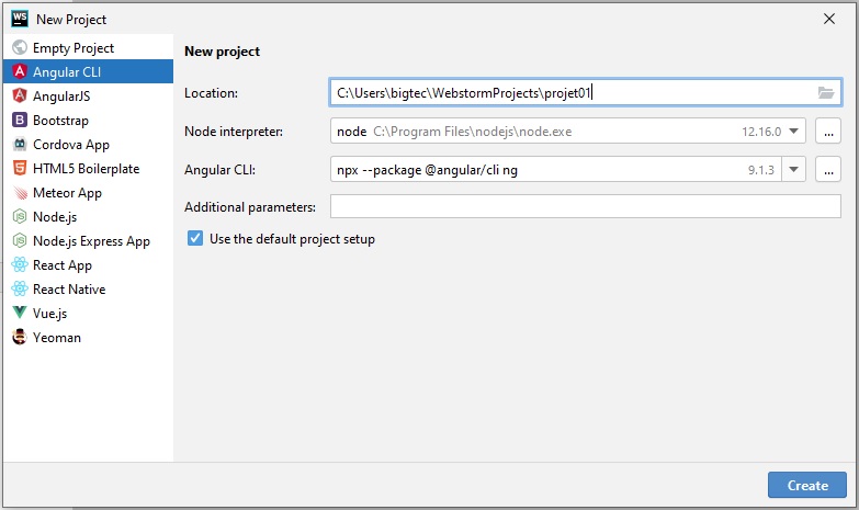 Configuration d'un projet angulaire dans WebStorm