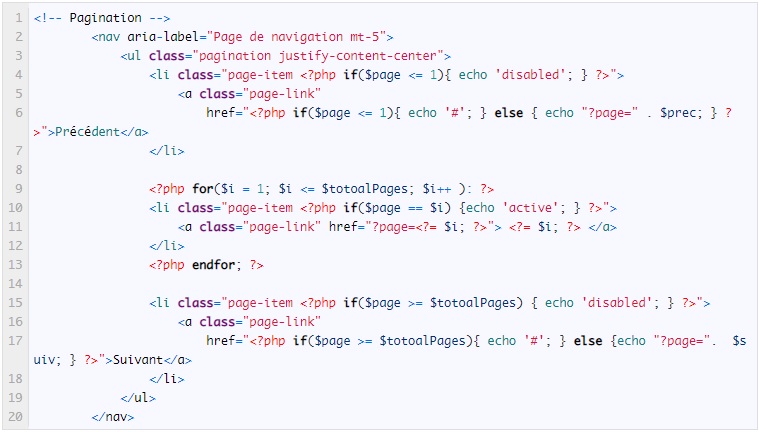 Créer une pagination en PHP avec MySQL et Bootstrap