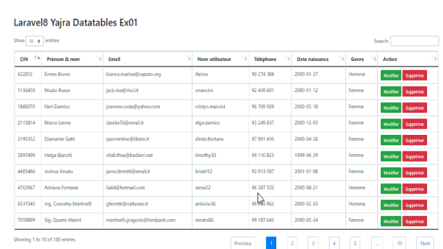 Laravel8 Yajra Datatables Ex01