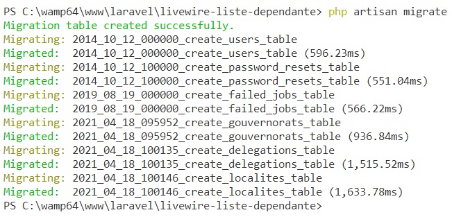 Listes déroulantes dépendantes avec Laravel 8 et Livewire