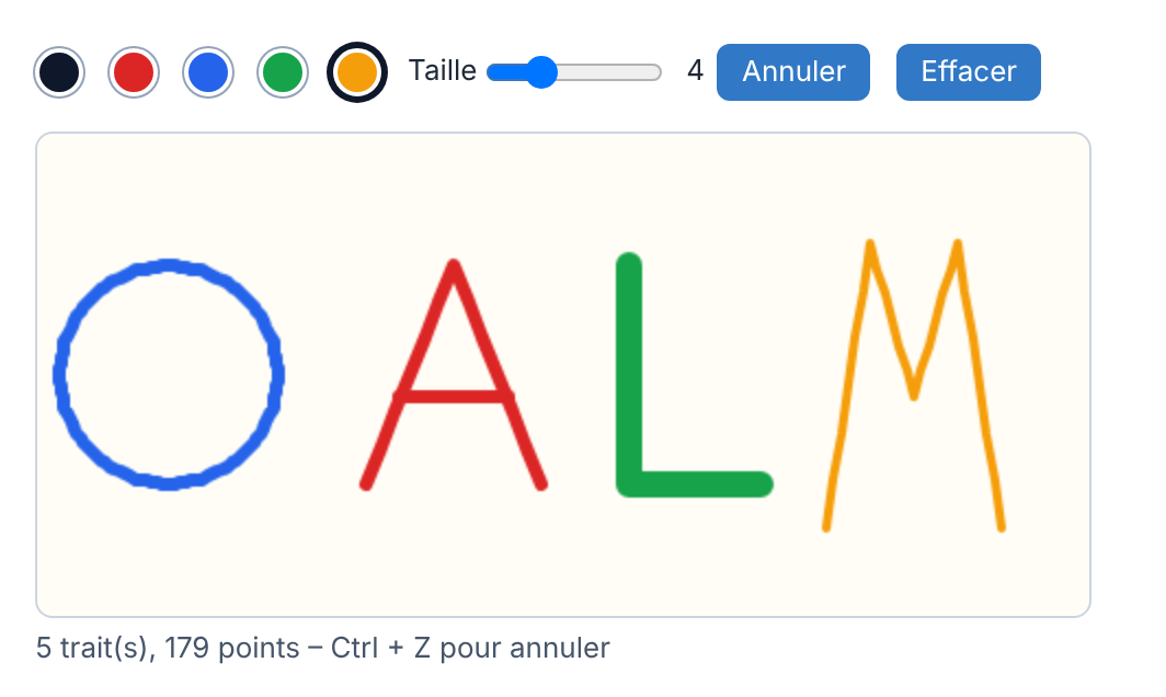 Résultat attendu de l'activité 5 : un dessin de cinq traits