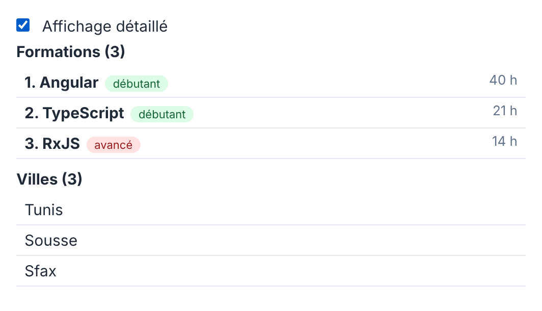 Résultat attendu de l'activité 5 en affichage détaillé