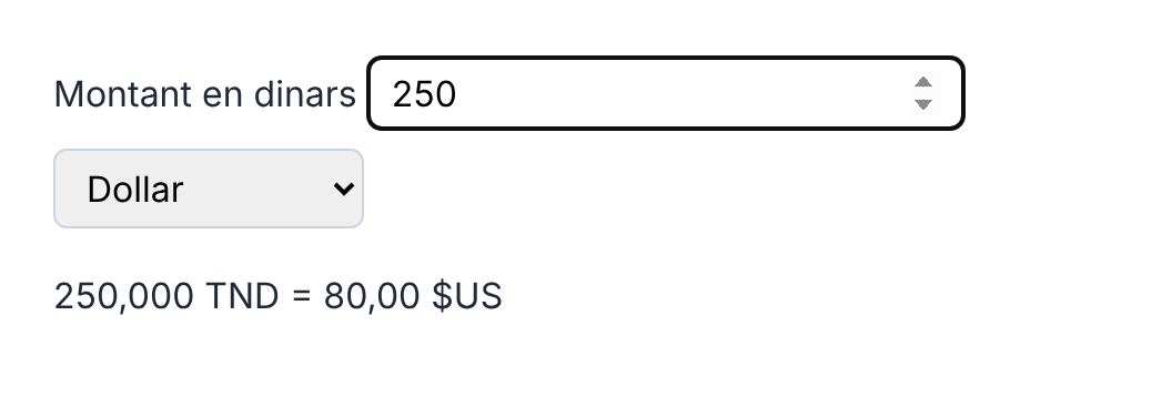 Résultat attendu de l'activité 4 : convertisseur de devises