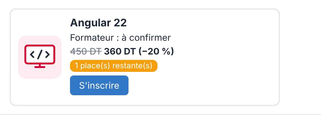 Résultat attendu de l'activité 1 après deux inscriptions