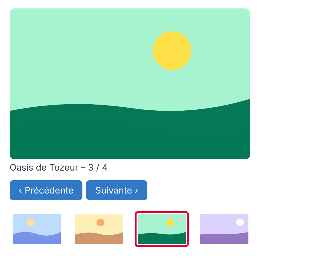 Résultat attendu de l'activité 1 après un clic sur la troisième miniature