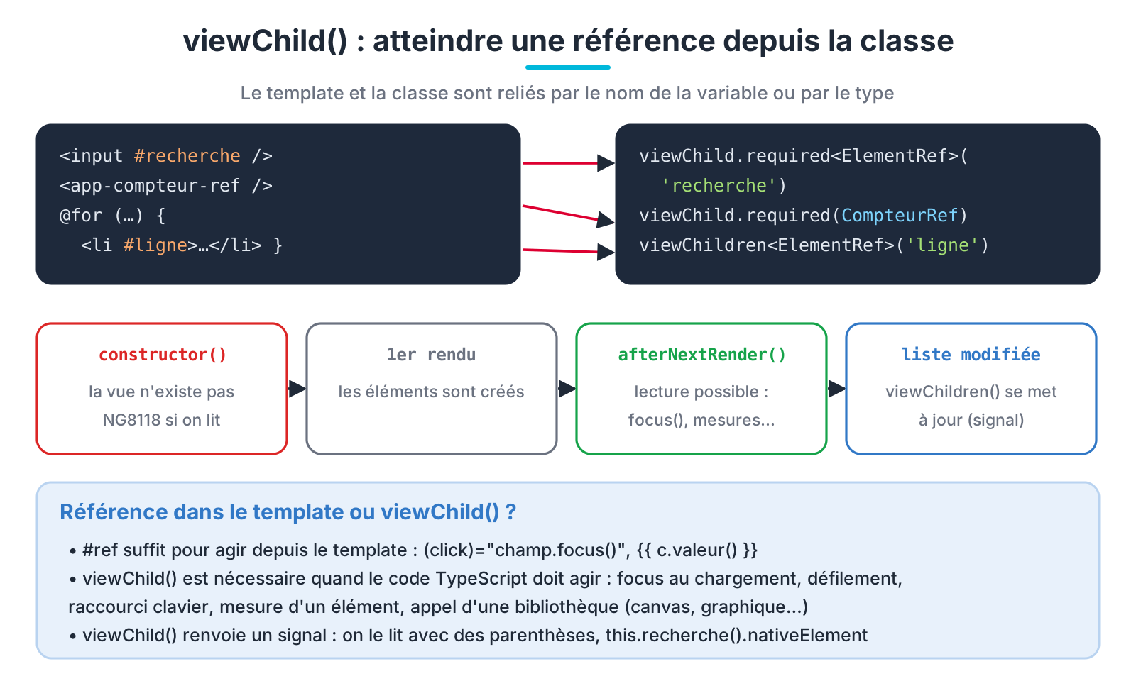 viewChild et viewChildren : relier le template et la classe