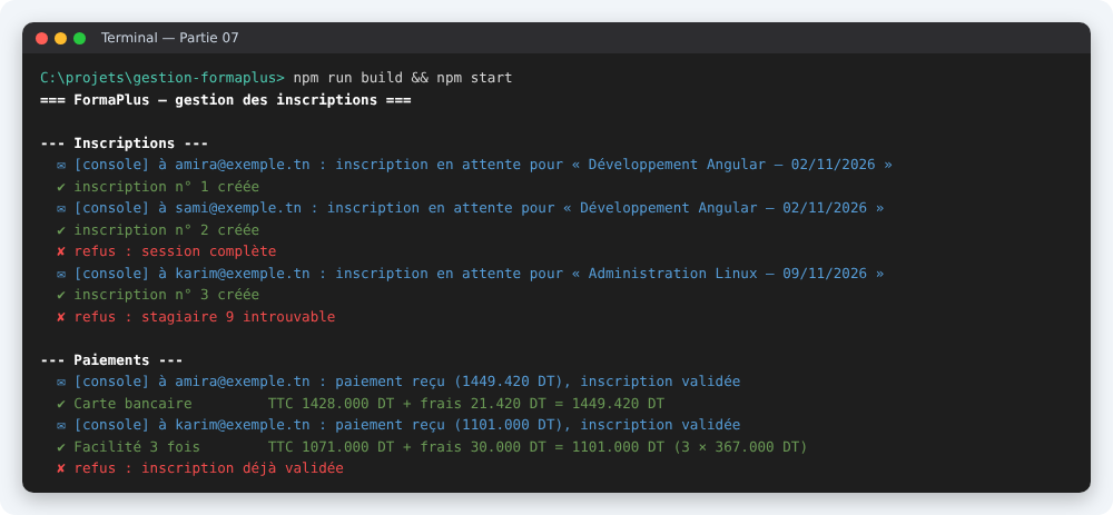 Résultat attendu à la fin de la partie 07 du TP TypeScript