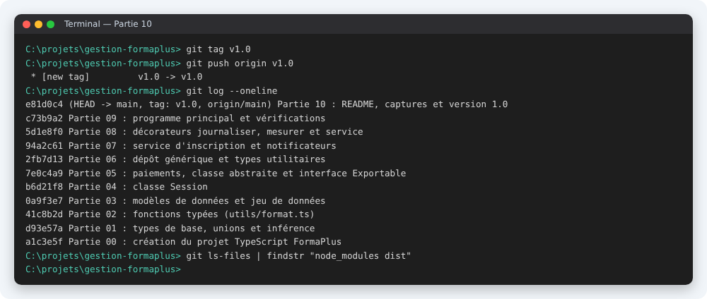 Résultat attendu à la fin de la partie 10 du TP TypeScript